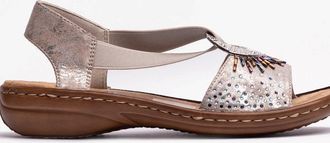 Rieker Womens Rieker 60880-90 Womens Sandals Metallic - Silver - Size: 6.5