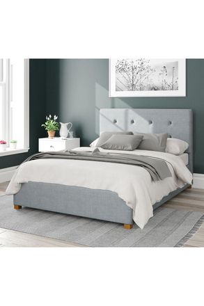 Aspire Home Accents Presley Upholstered Ottoman Storage Bed, Malham Weave Fabric in Light Blue | Size: Super King