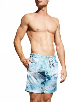 Sol Angeles Marble Swirl Swim Shorts In Blue