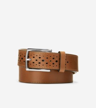 Cole Haan Mens 32MM Washington Perforated Belt - Brown Size 32