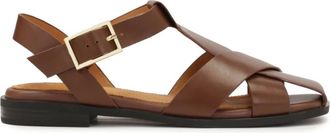 Kazar Bruine sandalen met een bandje aan de voorkant - Dames - Sandalen - Bruin - 40 EU - Leer - Schoenen