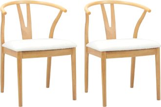 vidaXL Silla De Comedor 2 Uds. Madera De Caucho S&oacute;lido Natural Y Claro Vidaxl