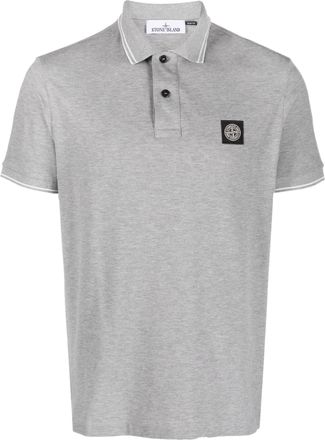 Stone Island Mens Compass Patch Logo Polo in Grey Cotton - Size 2XL