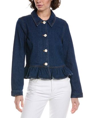CeCe by Cynthia Steffe Cece Collared Peplum Denim Jacket