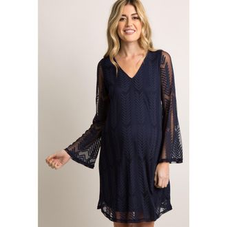 Pinkblush Mesh Overlay Dress in Navy Blue at Nordstrom, Size Small