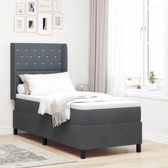 vidaXL Vidaxl - Cama Con Box Spring Led Y Colch&oacute;n Gris Oscuro 80 X 200 Cm