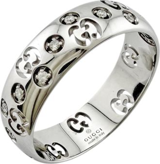 Gucci Icon Silver White Gold (18K) Band Ring (Pre-Owned)