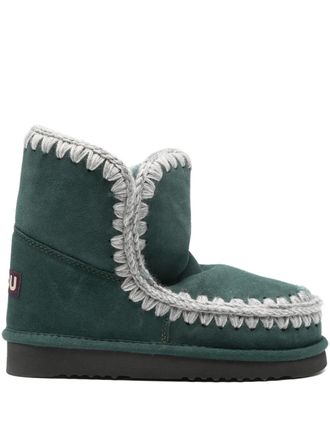 Mou 18 stitch-detail suede boots - Green