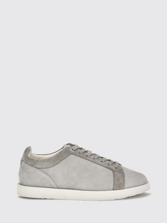 Brunello Cucinelli Low Top Leather and Suede Sneakers with Printed Logo