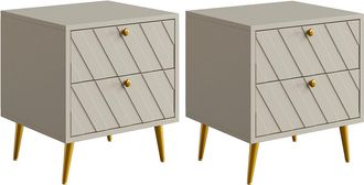 Vente-Unique Lote de 2 mesitas de noche - 2 cajones - Beige - TEODA de Pascal MORABITO