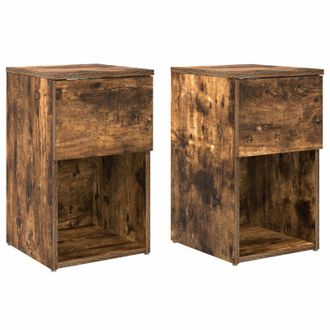 vidaXL Mueble Cama 2 Pcs Roble Ahumado 29 X 31,5 X 49 Cm Vidaxl