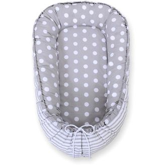 OEM Capullo Para Beb&eacute;, Doble Cara, Parque, Arrullo, Premium Bobono - Lunares Sobre Rayas Grises/grises