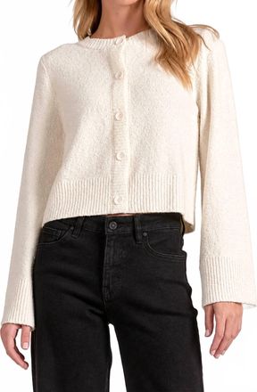 Elan Bell Sleeve Sweater Cardigan In Cream