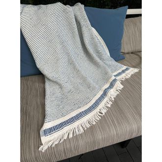 Anaya with Love Waffle Striped Turkish Cotton Bath Towel in Dark Navy at Nordstrom