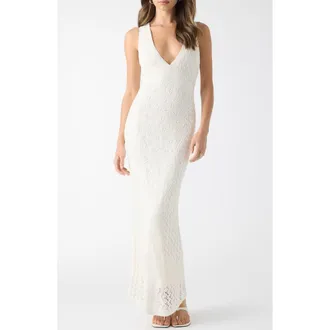 Guess Ellie Pointelle Knit Maxi Dress in White at Nordstrom, Size X-Small
