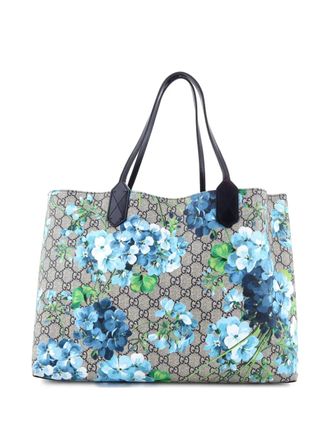 Gucci Reversible Blooms GG Print Leather Medium tote bag - Blu