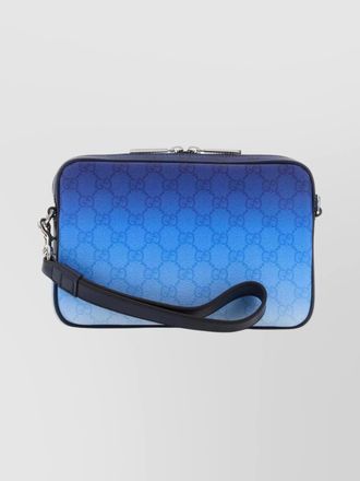 Gucci gradient canvas wrist strap clutch bag