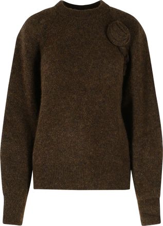 Rotate Brown Floral Detail Alpaca-Blend Sweater