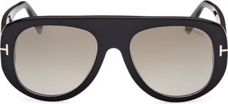 Tom Ford 55mm Pilot Sunglasses in Shiny Black /Brown Mirror at Nordstrom Rack