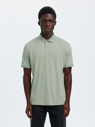Selected Poloshirt SELECTED SLHFAVE BUTTON SS POLO NOOS, Herren, Gr. XXL, aqua gray, Jersey, Obermaterial: 50% Baumwolle, 50% Polyester, unifarben, regular fit