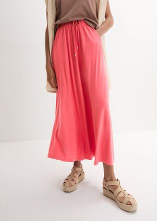 Bonprix Jerseyrock BONPRIX Jersey Rock aus Viskose-Mix, Damen, Gr. 52/54 (XXL), rot (mattkoralle), Jersey, Obermaterial: 95% Viskose, 5% Elasthan, unifarben, 