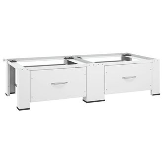 vidaXL Pedestal Doble Para Lavadora Y Secadora Con Cajones Blanco Vidaxl