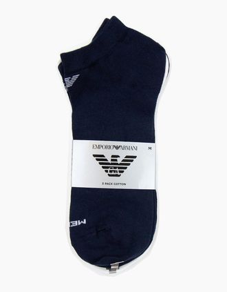 Emporio Armani Mens Emporio Armani 3 Pack Trainer Socks Black/white/navy - Blue/White/Black - Size: 8/5/5.5/6/7/6.5/7.5/4/2.5/4.5/3.5/3