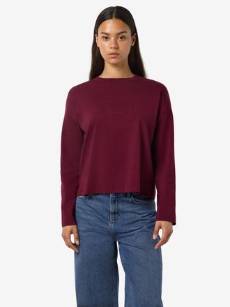 Noisy May Langarmshirt NOISY MAY NMMOCCA L/S REGULAR FIT TOP JRS FWD NOOS, Damen, Gr. XS, rot (windsor wine), Jersey, Obermaterial: 95% Baumwolle, 5% Elasthan, 