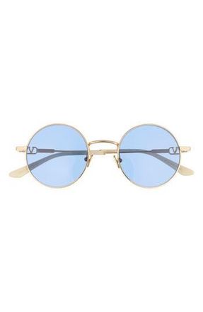 Valentino 50mm Round Sunglasses in Gold Gold Blue at Nordstrom Rack