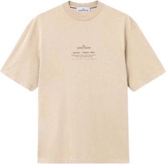 Stone Island Stone Print T-Shirt - Heren - T-shirts - Beige - XL - Katoen - Tops