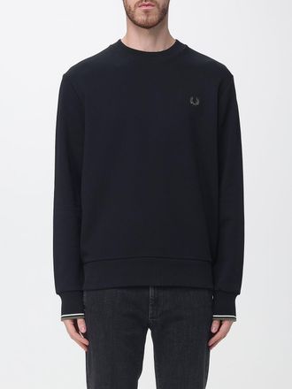 Fred Perry Crew Neck Cotton Sweatshirt with Contrasting Embroidered Logo