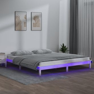 vidaXL Vidaxl - Estructura De Cama Con Led Madera Maciza Blanca 180x200 Cm