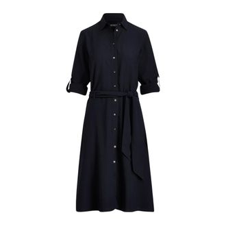 Ralph Lauren Kleedjes, Dames, Zwart, L, Karalynn Lange Mouw Casual Jurk