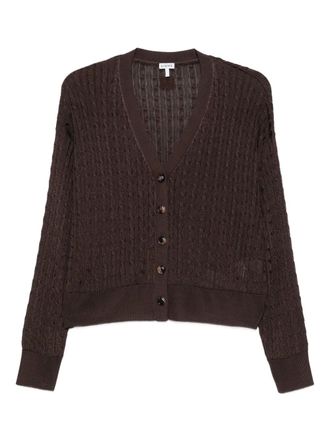 Loewe cable-knit button cardigan - women - Viscose - S - Brown