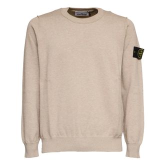 Stone Island Round-neck Knitwear, male, Beige, Size: XL Crew Neck Sweater