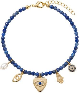 Argento Vivo Spiritual Cultured Pearl Agate Bead Charm Bracelet in Gold at Nordstrom