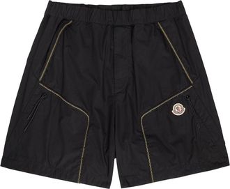 Moncler Logo Contrast-stitch Cotton-poplin Shorts - Black - XL
