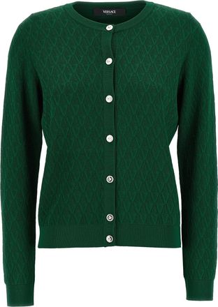 Versace Cardigan Pattern V Maglioni Verde-Donna
