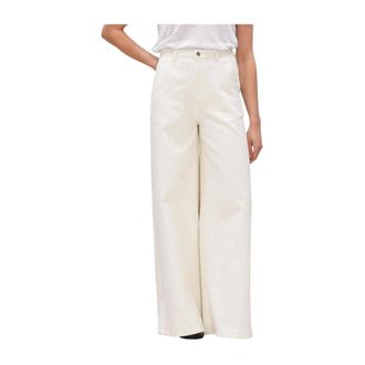 Janice Dexter Wijde broek - Dames - Broeken - Beige - Maat: W27 Katoen