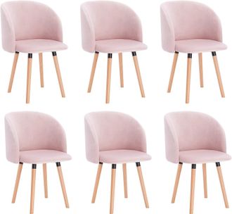 Woltu Woltu - Juego De 6 Sillas De Comedor Y Cocina, Asiento De Terciopelo Y Patas De Madera Maciza, Color Gris