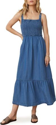 Marine Layer Selene Smocked Sleeveless Maxi Dress in Medium Wash at Nordstrom, Size X-Large