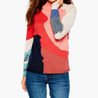 Nic+Zoe Mock Neck Intarsia Sweater In By The Fire