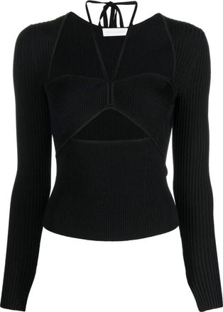 SIMKHAI Sweetheart Zwarte Trui Casual Stijl - Dames - Longsleeves - Zwart - L - Nylon - Tops