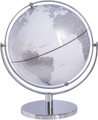 Beliani Globo Terr&aacute;queo De Mesa Moderno Giratorio Blanco Y Plateado Drake