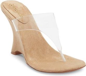 Jeffrey Campbell Persistent Wedge Slide Sandal in Beige Suede Clear at Nordstrom, Size 8.5