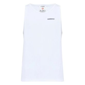 Casablanca Sleeveless Tops, male, White, Size: XL Embroidered Logo Ribbed Tank Top