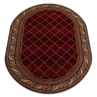 RugsX Rugsx - Alfombra De Lana Omega Oval Kastor Enrejado Red 2 Rojo Red 200x300 Cm