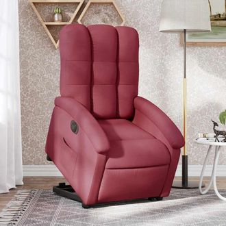 vidaXL Vidaxl - Sill&oacute;n El&eacute;ctrico Reclinable Elevable De Tela Rojo Tinto