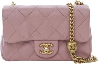 Chanel Borsa a tracolla Sweetheart mini in pelle Caviar trapuntata con battente 2021-2025 - Rosa