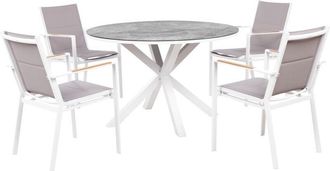 Beliani Garden Dining Set 4 Seater MALETTO/BUSSETO Metal Marble Effect Grey